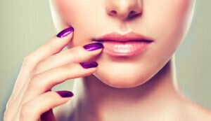 woman's face accenting lips