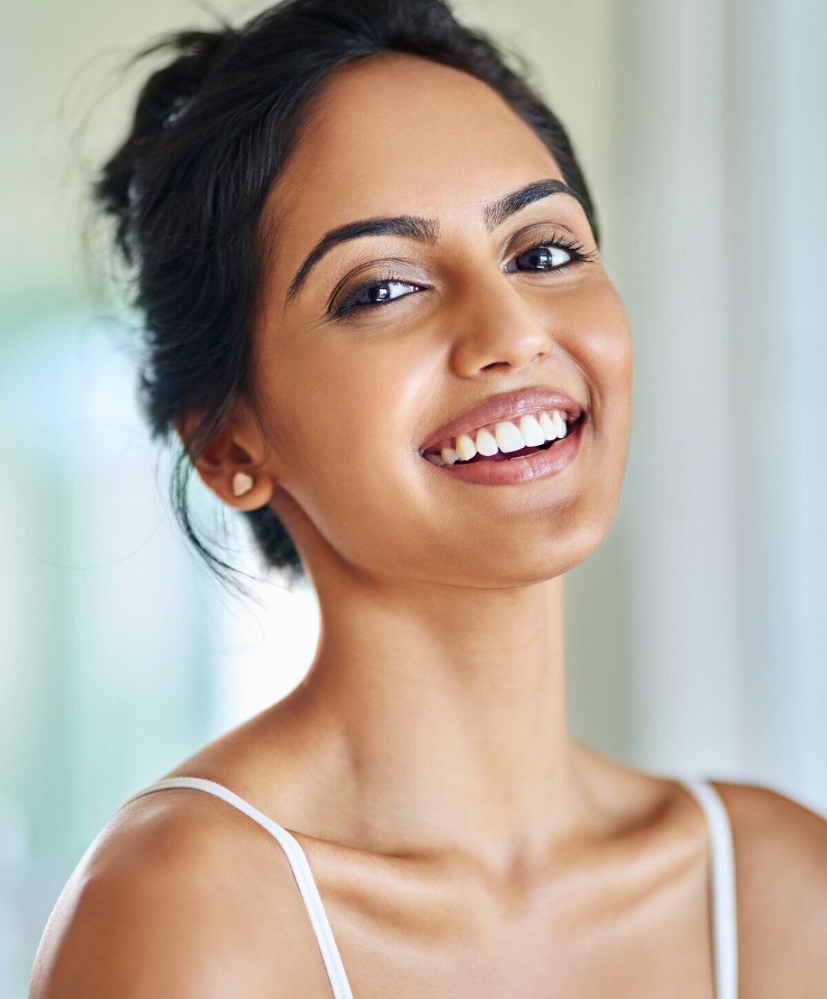 Smiling dark haired woman