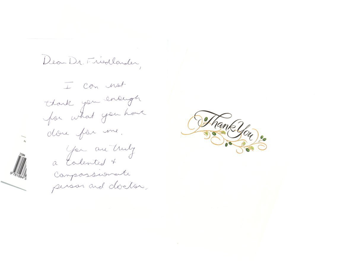 Hand written patient testimonial 10