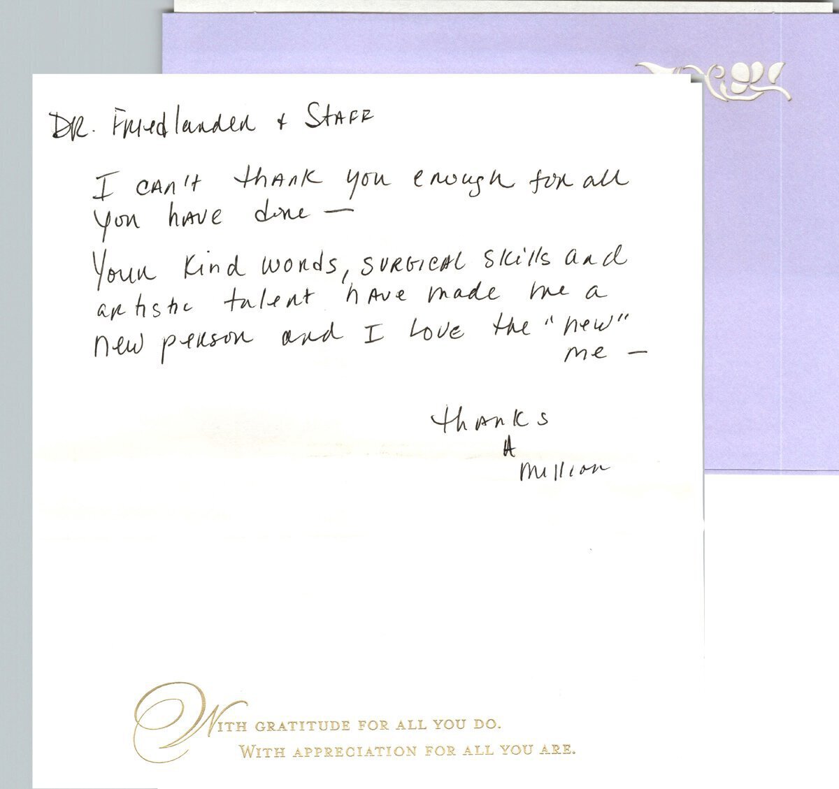 Hand written patient testimonial 15
