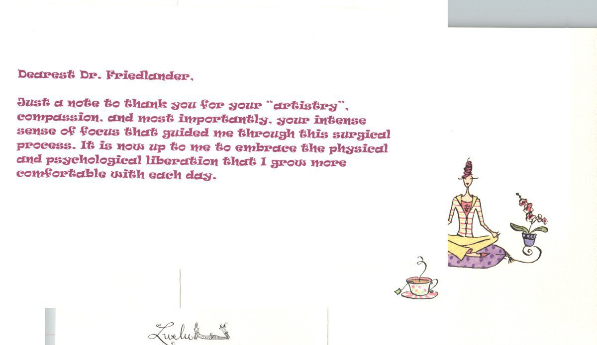 Hand written patient testimonial 18