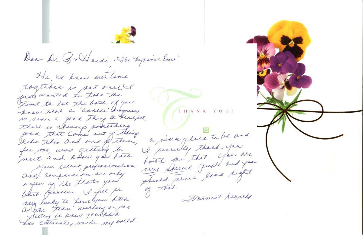 Hand written patient testimonial 19