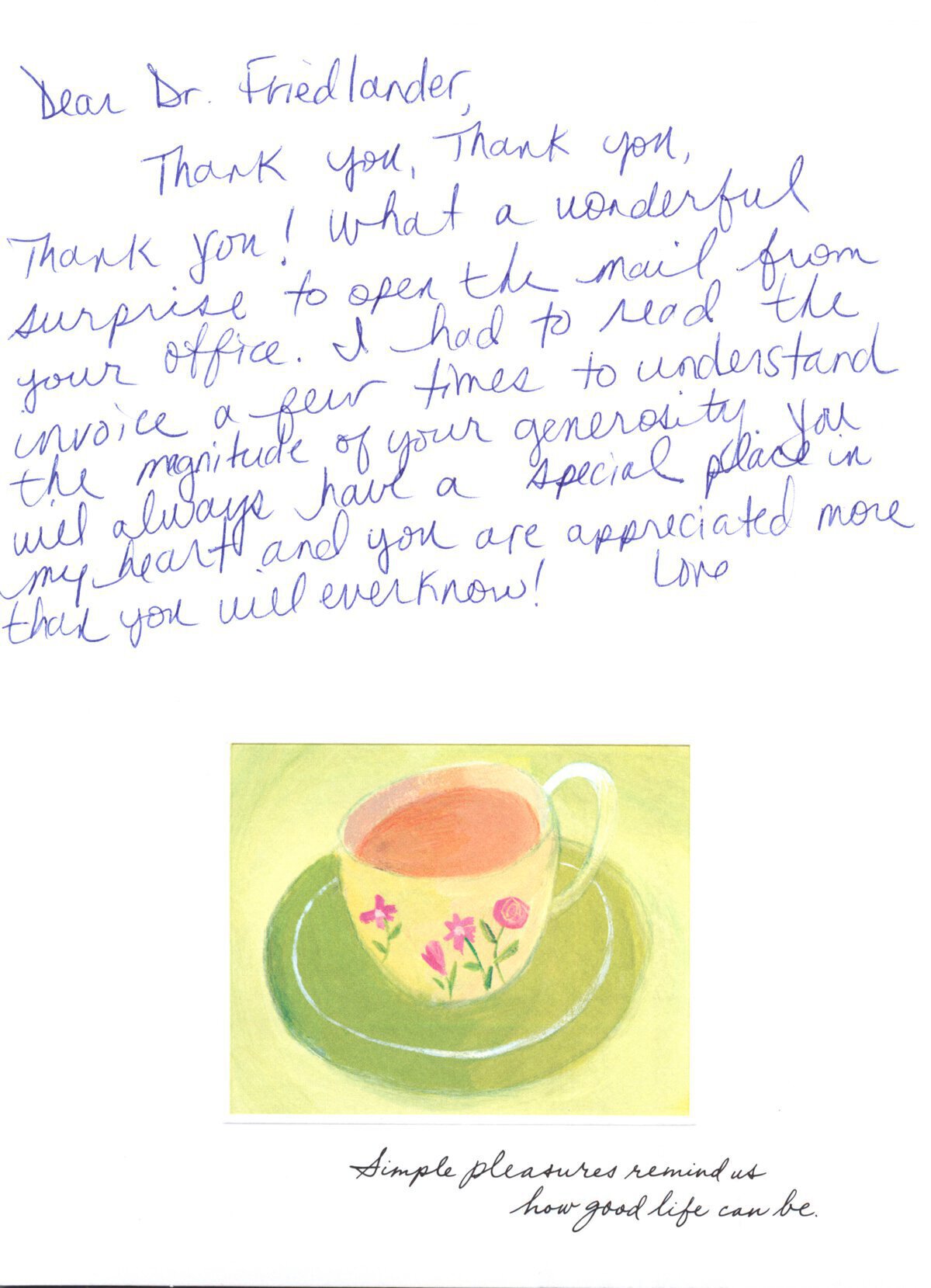 Hand written patient testimonial 22