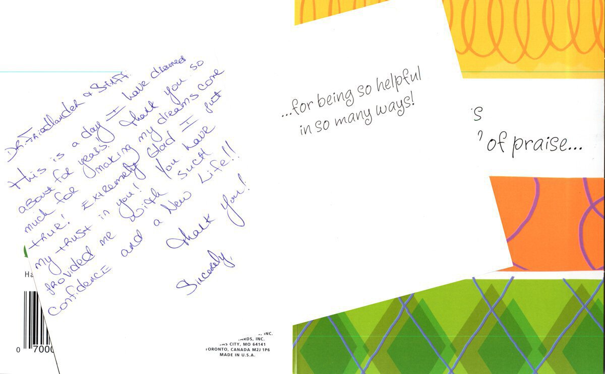Hand written patient testimonial 24