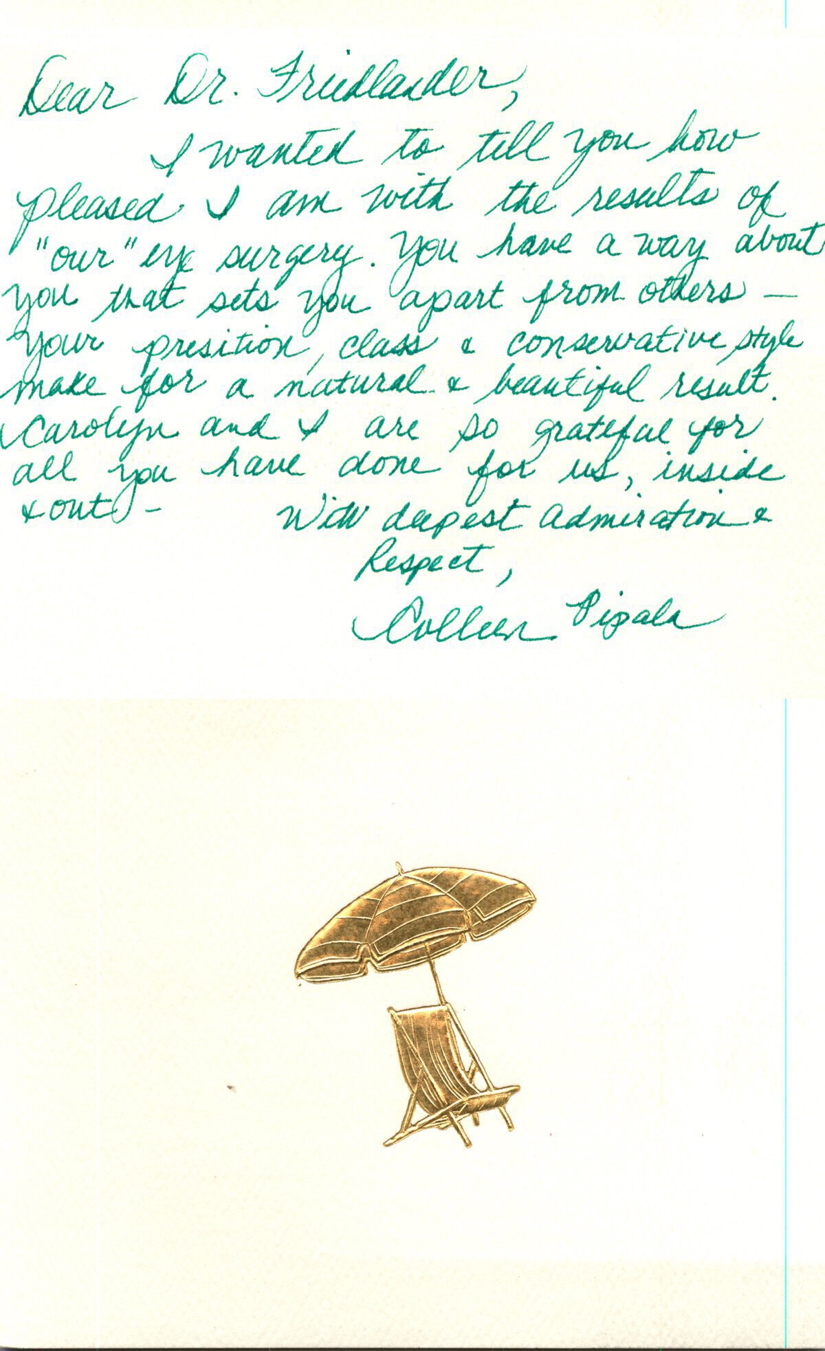 Hand written patient testimonial 25