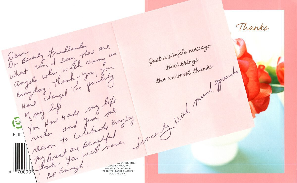 Hand written patient testimonial 30