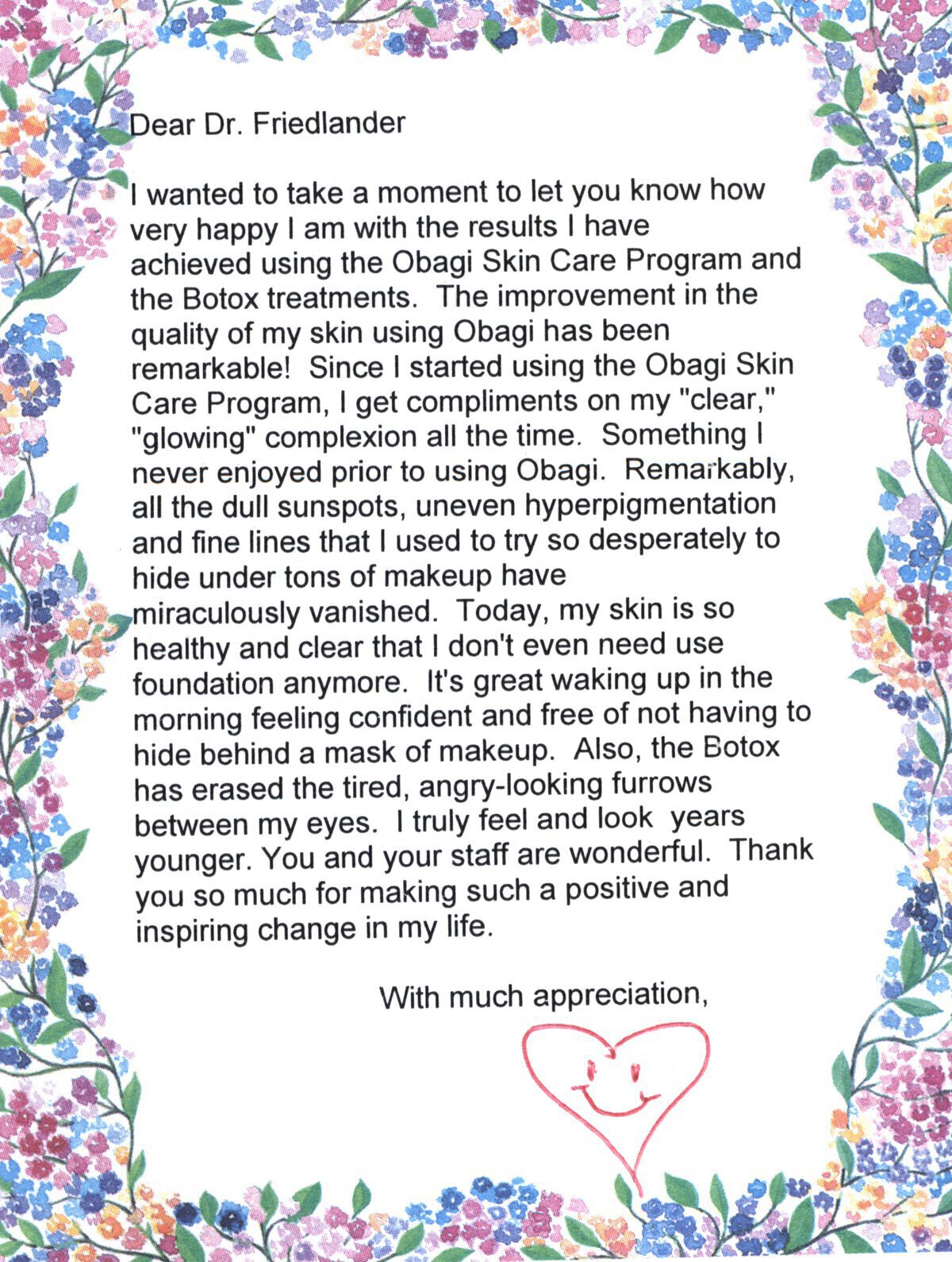 Hand written patient testimonial 4