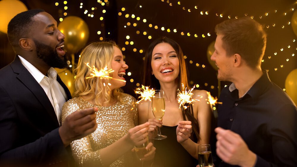 New years party guests