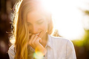 woman backlit by sun